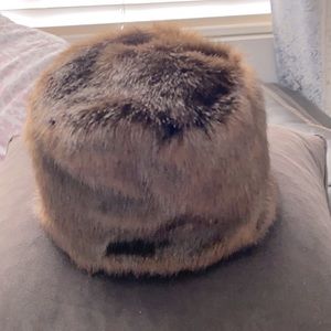 Faux fur pill box hat